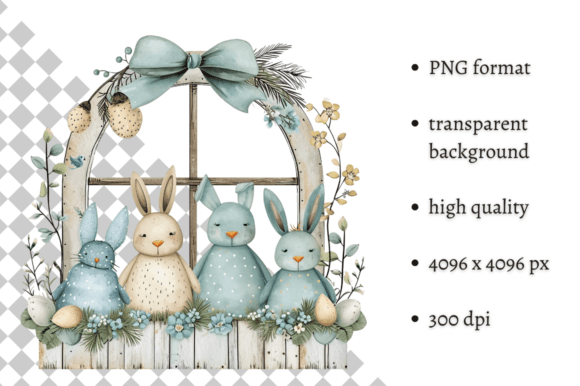 Download Cute Watercolor Blue Easter Bunnies PNG - Premium Resources