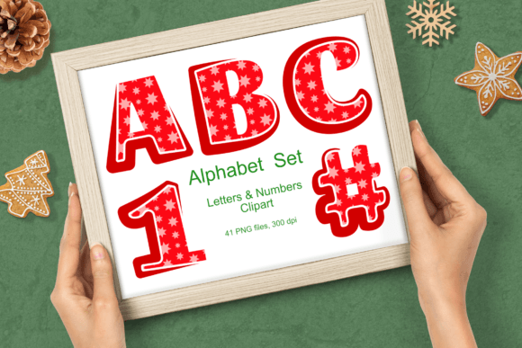 Download Red Xmas Stars Pattern Alphabet Clipart - Xmas Collection