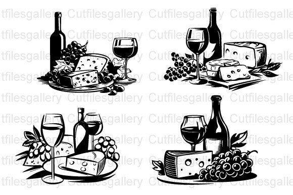 Download Wine and Cheese SVG, Celebration SVG - Cheese Collection