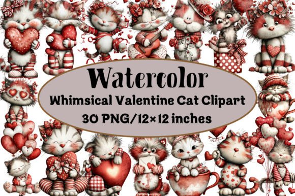 Download Whimsical Valentine Cat Clipart - Premium Resources