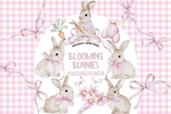 Download Blush Pink Easter Bunnies Clipart - Bunnies Collection