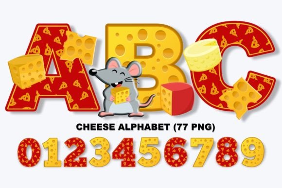 Download CHEESE Alphabet &amp; Numbers Clipart - Cheese Collection