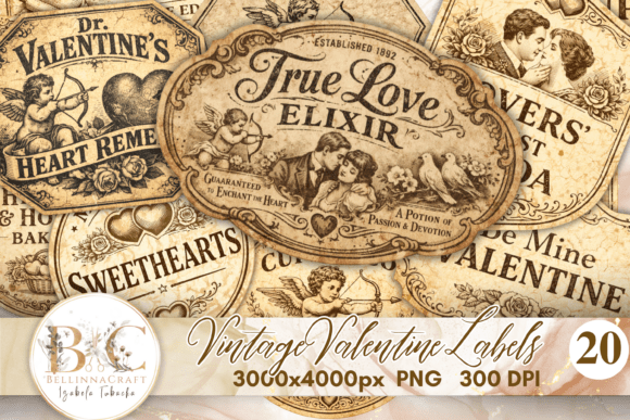 Download Vintage Valentine Labels PNG - Valentine Collection