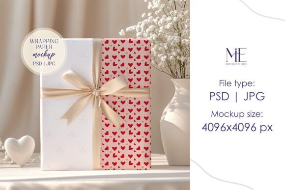 Download Gift Wrap Mockup, Wrapping Paper Mockup - Wrapping Collection