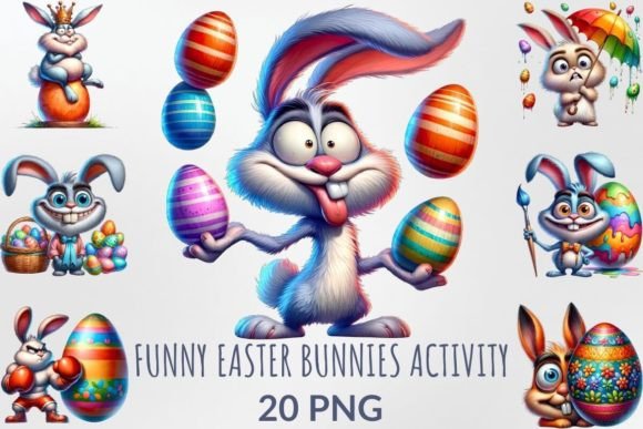 Download Watercolor Funny Easter Bunnies Activity - Bunnies Collection
