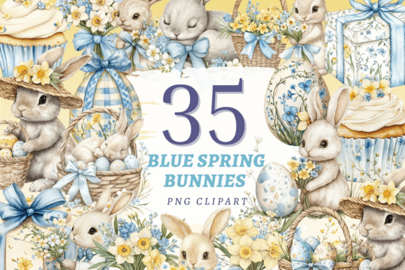 Download Blue Spring Bunnies PNG Bundle - Bunnies Collection