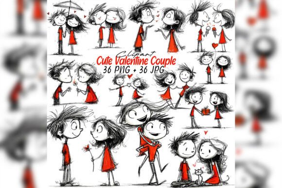 Download Whimsical Valentine Couple Clipart Love - Valentine Collection